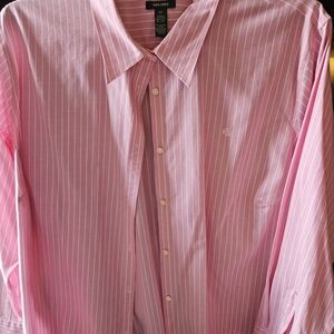 Lauren Ralph Lauren Pink White Pinstripe Button-Up Shirt